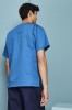 Male Scrub Top, Teal with Navy Trim