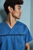 Male Scrub Top, Teal with Navy Trim