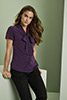 Short Sleeve Low Tie Neck Blouse, Plum