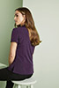 Short Sleeve Low Tie Neck Blouse, Plum