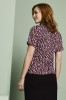 Semi Fitted Open Collar Blouse, Plum Ovals 