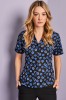 Semi Fitted Open Collar Blouse, Blue Circles