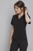 Semi-fitted Open Collar Crepe De Chine Blouse, Black