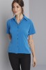 Semi-fitted Open Collar Crepe De Chine Blouse, Teal
