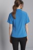 Semi-fitted Open Collar Crepe De Chine Blouse, Teal