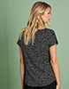 Short Sleeve Open Collar Blouse, Navy Ink Drop