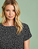 Short Sleeve Open Collar Blouse, Navy Ink Drop