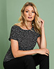 Short Sleeve Open Collar Blouse, Navy Ink Drop