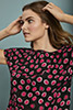 Slash Neck Blouse, Hot Pink Circles