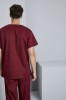 Unisex Smart Scrub Top, Burgundy with White Trim