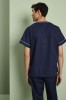 Unisex Smart Scrub Top, Navy with Metro Trim