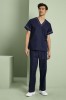 Unisex Smart Scrub Top, Navy with Metro Trim