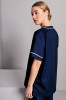 Unisex Smart Scrub Top, Navy with White Trim