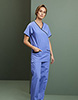 Ladies Fitted Scrub Top, Metro Blue/Navy