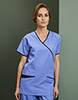 Ladies Fitted Scrub Top, Metro Blue/Navy