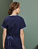Ladies Fitted Scrub Top, Navy/Hospital Blue