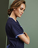 Ladies Fitted Scrub Top, Navy/Hospital Blue