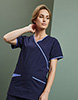 Ladies Fitted Scrub Top, Navy/Hospital Blue