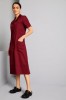 Classic Collar Healthcare Dress, Burgundy with Burgundy Trim