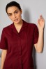 Classic Collar Healthcare Dress, Burgundy with Burgundy Trim