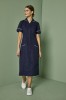 Classic Collar Healthcare Dress, Navy with Lilac Trim