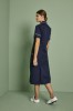 Classic Collar Healthcare Dress, Navy with Lilac Trim