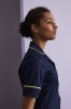 Classic Collar Healthcare Dress, Navy with Lime Trim