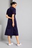 Robe classique de soins du col, Marine avec garniture rouge26