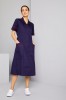 Classic Collar Healthcare Dress, Navy with Red Trim