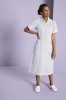 Classic Collar Healthcare Dress, Pale Grey with White Trim