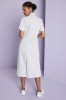 Classic Collar Healthcare Dress, Pale Grey with White Trim