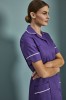 Classic Collar Healthcare Dress, Purple with White Trim