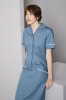 Classic Collar Healthcare Dress, Turquoise with White Trim