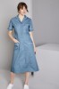 Classic Collar Healthcare Dress, Turquoise with White Trim