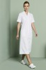 Classic Collar Healthcare Dress, White with White Trim