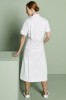 Classic Collar Healthcare Dress, White with White Trim