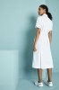 Classic Collar Healthcare Dress, White with Sky Blue Trim