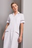 Classic Collar Healthcare Dress, White with Burgundy Trim