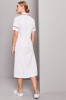 Classic Collar Healthcare Dress, White with Burgundy Trim