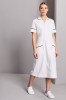 Classic Collar Healthcare Dress, White with Burgundy Trim