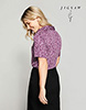 Short Sleeve Open Collar Blouse, Plum Micro Petal