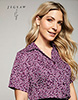Short Sleeve Open Collar Blouse, Plum Micro Petal
