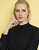 Long Sleeve Banded Collar Blouse, Black