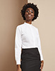 Long Sleeve Banded Collar Blouse, White