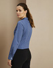 Long Sleeve Denim Look Banded Collar Blouse, Blue