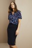 Short Sleeve Open Collar Blouse, Blue Ditsy Floral