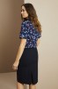 Short Sleeve Open Collar Blouse, Blue Ditsy Floral