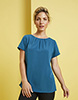 Short Sleeve Pleat Neck Blouse, Dark Teal