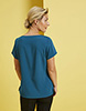 Short Sleeve Pleat Neck Blouse, Dark Teal