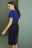 Short Sleeve Pleat Neck Blouse, French Navy